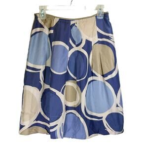 Banana Republic Abstract Print A-Line Skirt - Blue & Beige